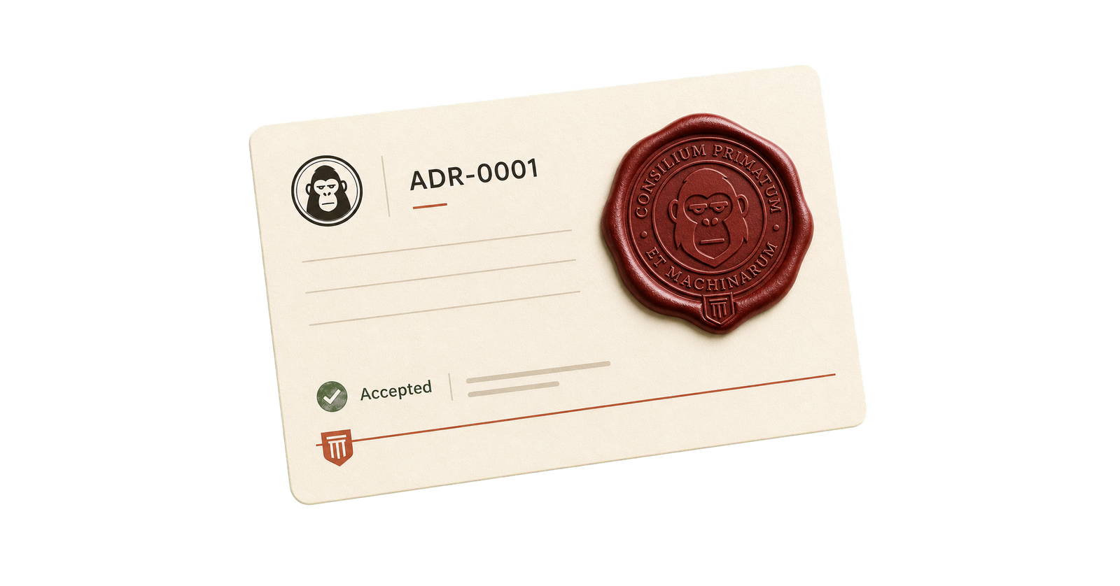 Accepted ADR card sealed with wax, ratified by two